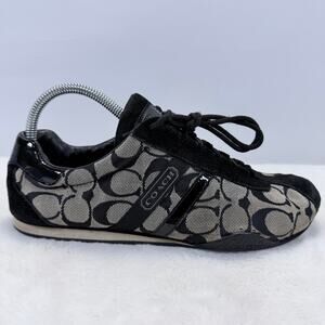 Coach Kathleen Signature Monogram Canvas Suede Sneakers Womens Size 9